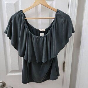 Hummingbird Tamalia‎ Cupro Off-The-Shoulder Knit Top Womens Large Green Summer